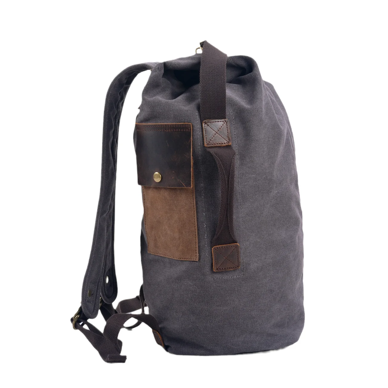 Vintage Large Canvas Backpack, Gray