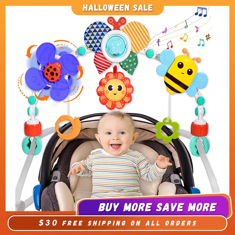 Hibility Baby Stroller Arch Toy Car Seat Toys Activity Mobile Musical Toys Ideal for Infant Boys Girls Sleep Baby Travel Toy
