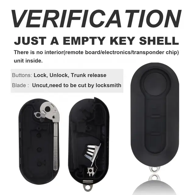 Guscio Chiave Auto Pieghevole Con Telecomando 3 Pulsanti | Ricambio Per Fiat, Peugeot | Non Include Elettronica - Foto 4