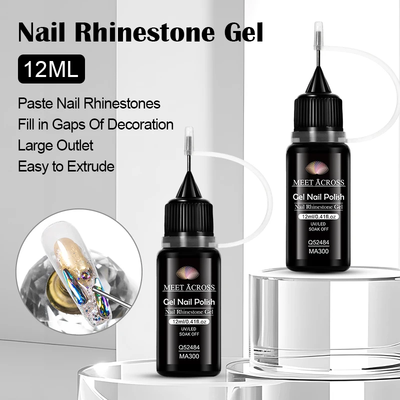 MEET ACROSS 12ml Nail Rhinestone Gel Glue Nail Supplies For Nails Charm 3D Nails Bling Gel  DIY Design Decoration Manicure 6