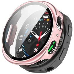 Premium 3D Tempered Glass Screen Protector with Full-Cover Bumper for Galaxy watch 8 40mm (Rose Gold 03)