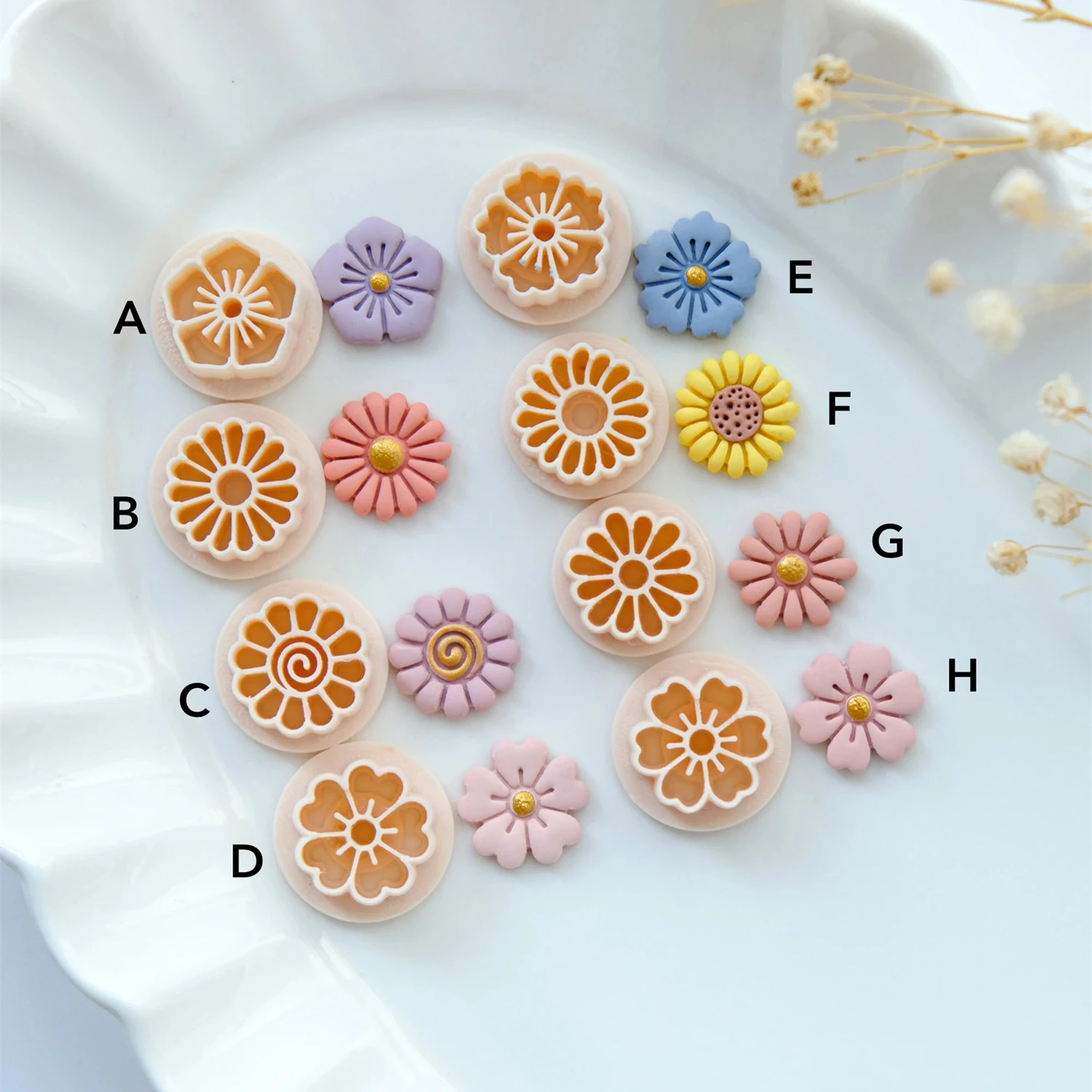 Daisy Flower Earring Mold Polymer Clay Jewelry Pendants DIY Making Tools Soft Pottery Earrings Cutting Die 3D Clay Cutters