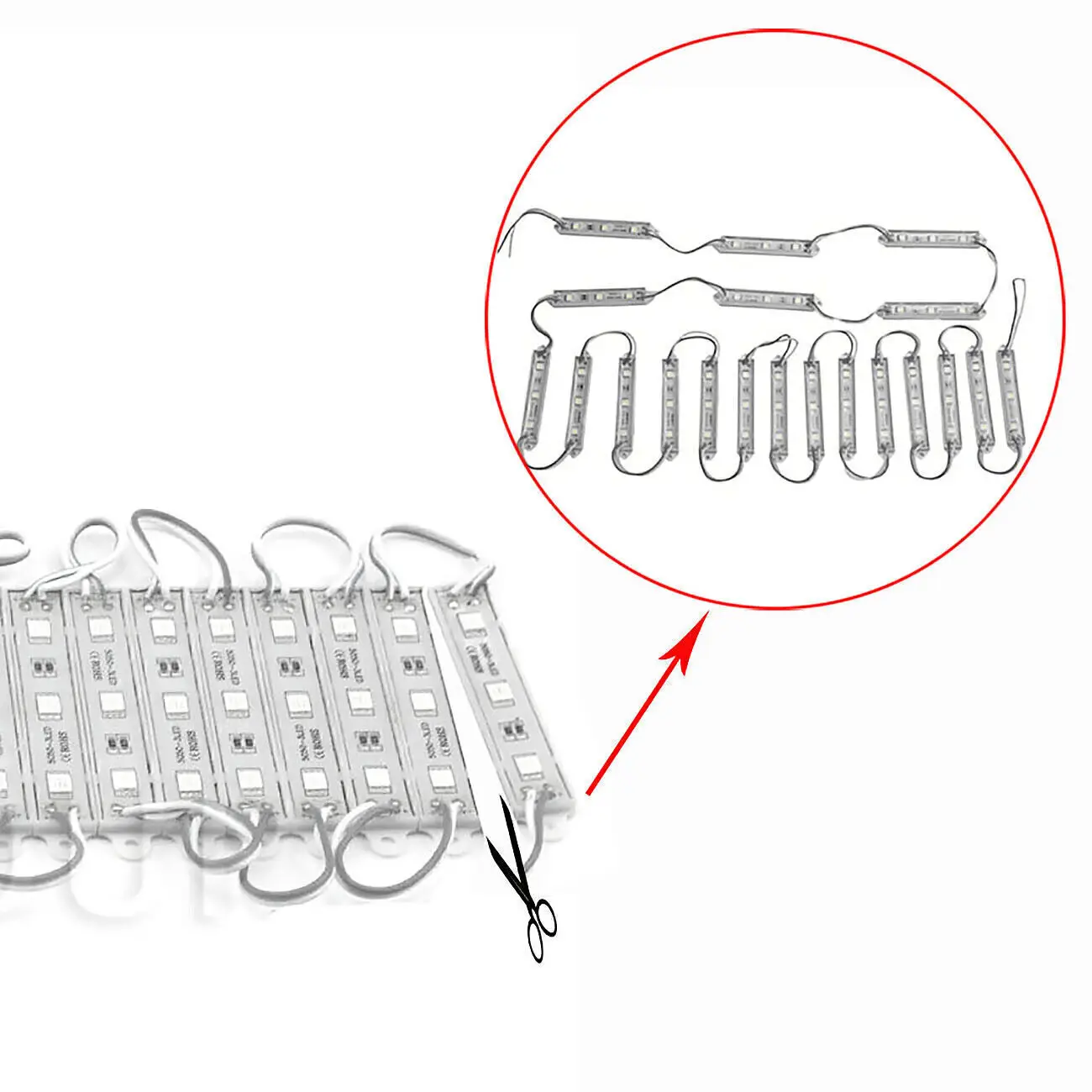 A Set Of Led Waterproof Module Lights, One Board With 60 Lights And 10ft White Light