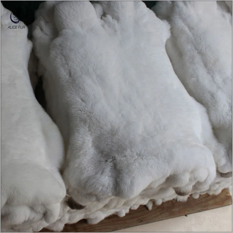 

Luxury Soft Rabbit Hide Skin Leather Real Genuine Natural White Rex Rabbit Pelt