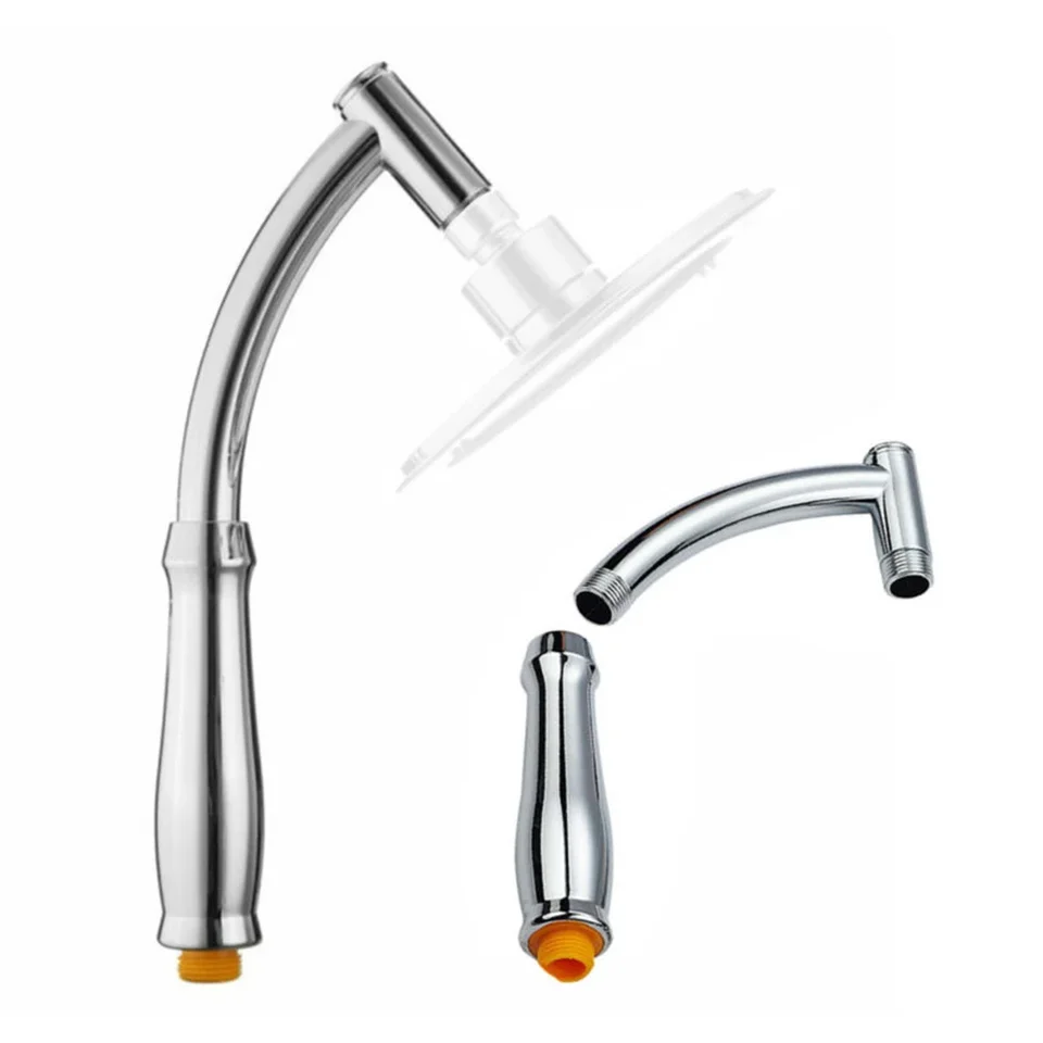 Gugxiom Estensione soffione doccia, 25 cm, braccio doccia regolabile, montaggio senza attrezzi, cromato, braccio di prolunga per doccia per ogni angolo della doccia, attacco universale G1/2 (argento