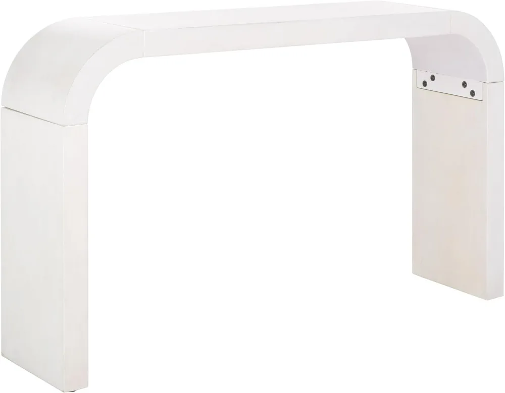 White Washed Waterfall Curved Console Table Modern Entryway Furniture Living Room Decor