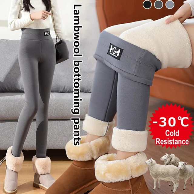 Winter Warm Leggings Women Lambwool Fleece Lined Thermal Tights  Ankle-Length Pants Female Hight Waist Skinny Fitness Leggings - AliExpress