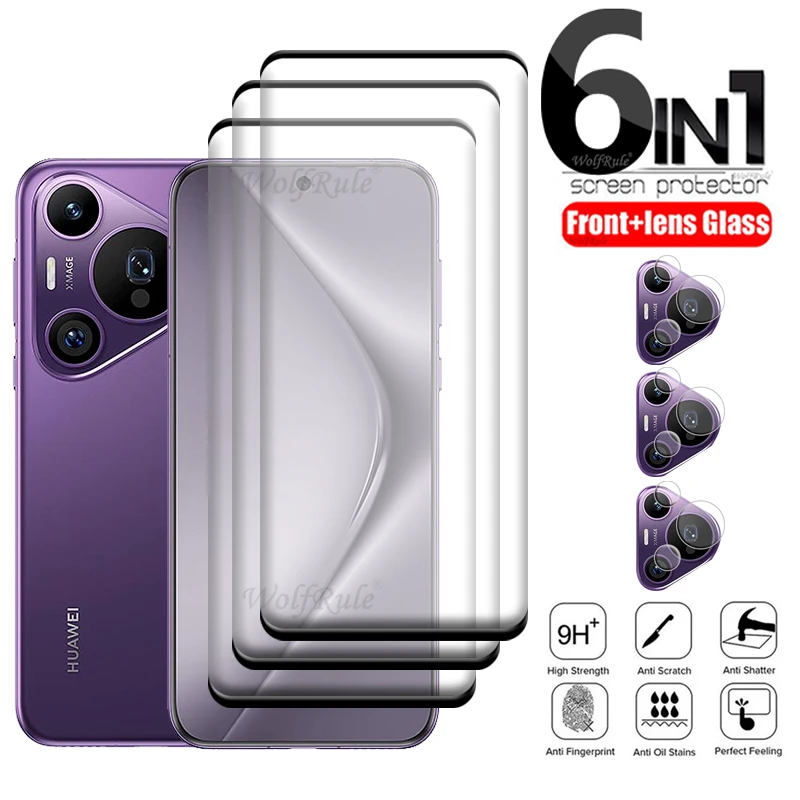 

6-in-1 For Huawei Pura 70 Pro Glass For Huawei Pura 70 Pro Tempered Glass Curved Screen Protector Huawei Pura 70 Pro Lens Glass