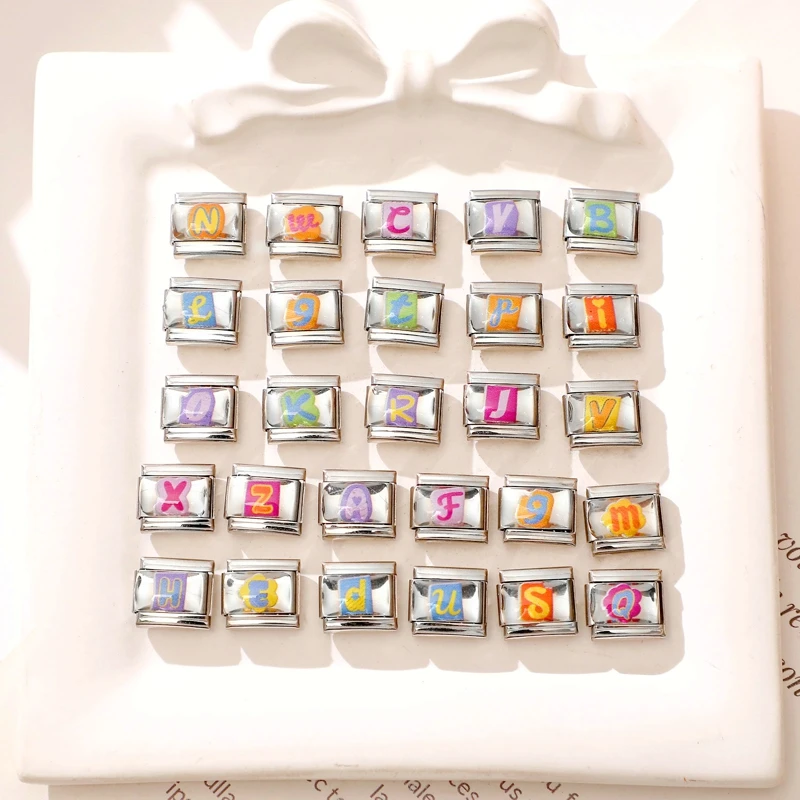 Colorful Letter Digital Numerals Charm Bracelet Stainless Steel