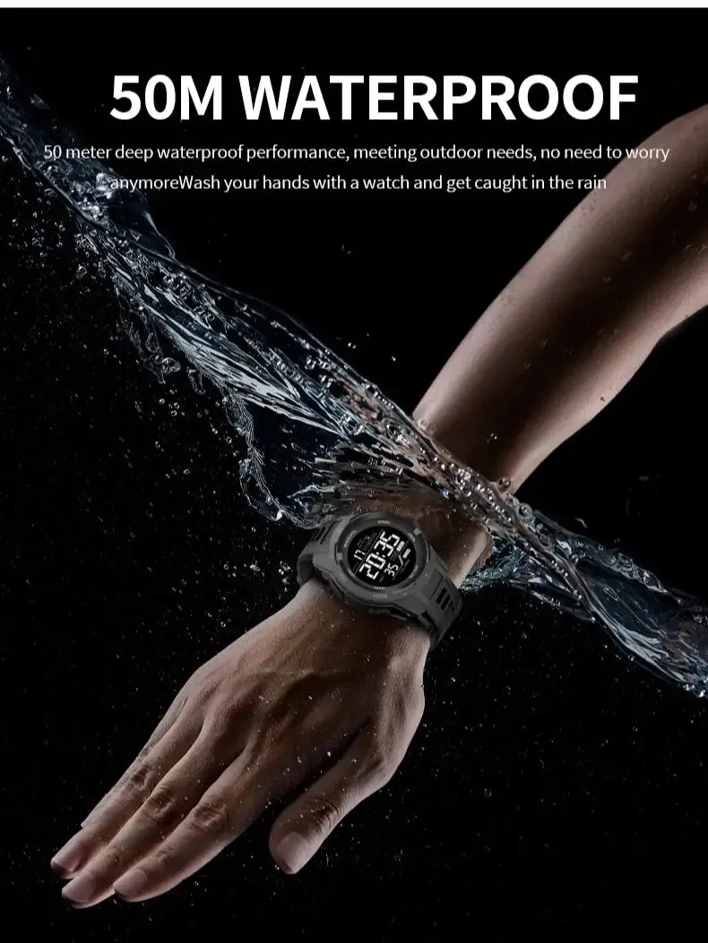 Sport Digital 50M Waterproof LED Back Light Alarm Clock Multifunction Watch for WECOOL Brand W-616