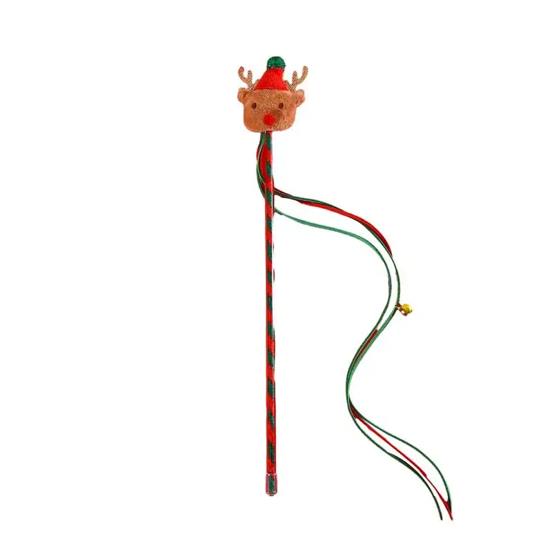 

Cat Wand Interactive Cat Teaser Toy Christmas Cat Toy Cat Catcher Teaser Stick Portable Fishing Rod Catcher Biting Chewing And