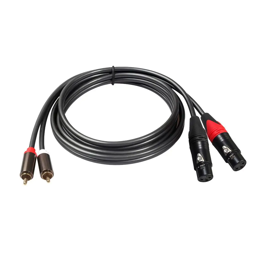 2pcs XLR Cable XLR Female Male 2 Female to 2 RCA Male Audio for Amplifier Mixer Microphone 5 Feet