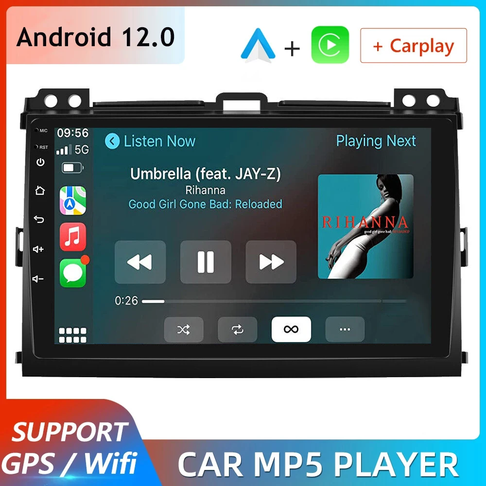 

Для Toyota Land Cruiser Prado 120 LC120 Android 12,0 Автомобильный мультимедийный плеер авторадио Carplay GPS навигация автомобильное радио головное устройство