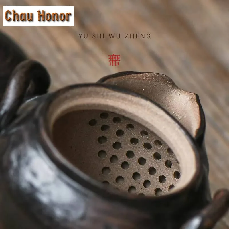 150ml Japanese Rough Pottery Treasure Bottle Pot Creative Handcrafted Tool Teapot Retro Tea Making Hand Grab Kettle Gift Box