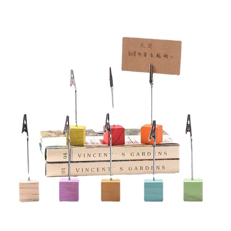 Color Cube Stand Alligator Wire Photo Clip Memo Card Holder Table Wedding Party Place Favor Gift Note Clamp
