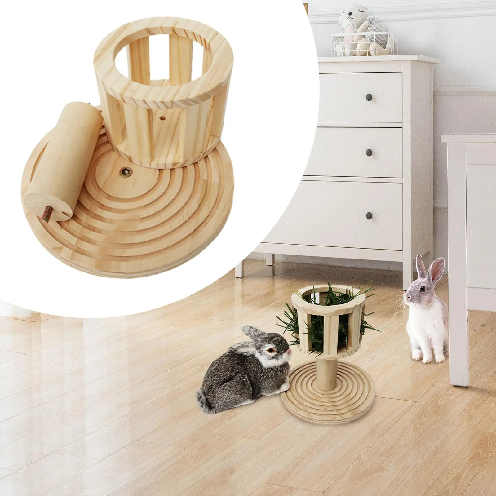Wooden Rabbit Hay Feeder Hay Feeder Cage Accessories Grass Rack Chinchilla Hamster Bunny Hay Manger Food Dispenser Hay Rack