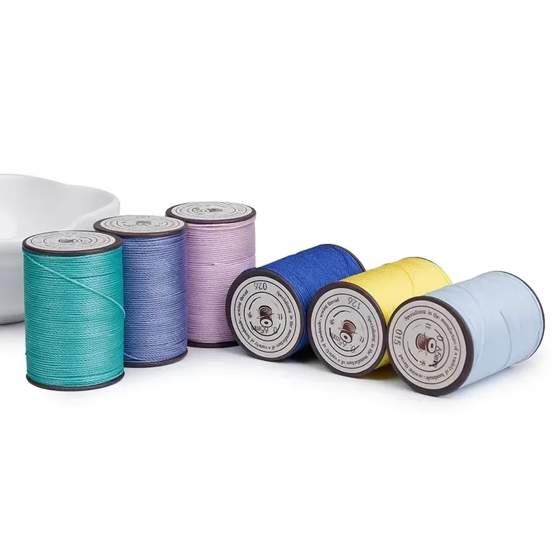 0.45mm-80m 40가지 색상 폴리에스터 왁스 라인 가죽 공예용 왁스 실 라운드 가죽 재봉 왁스 실 DIY