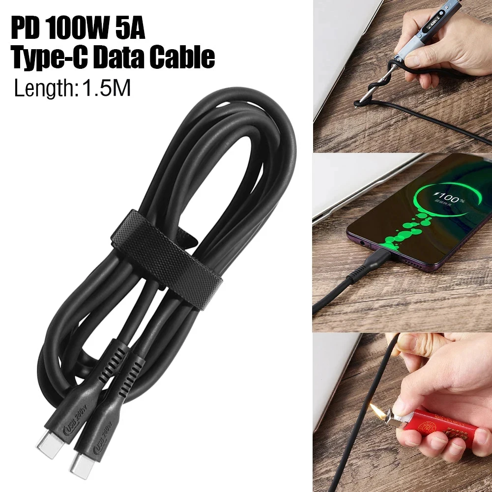 Type C to Type C PD 100W 5A Charging Cable for Laptop Phone Electric Soldering Iron Heat Resistant Wire Accessories