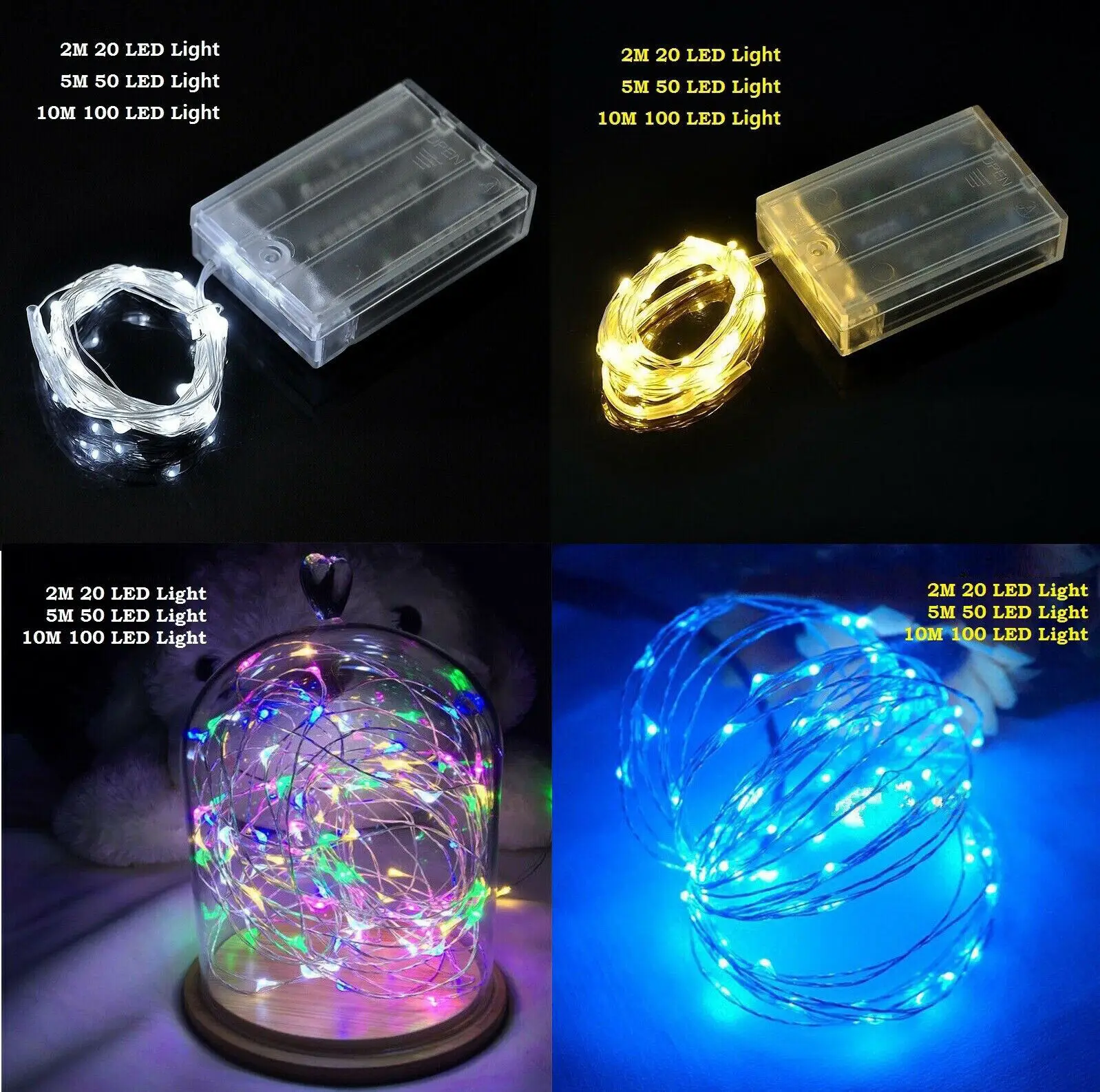 LED String Fairy Lights Copper Wire Battery Powered Waterproof 20 / 50 / 100 LED