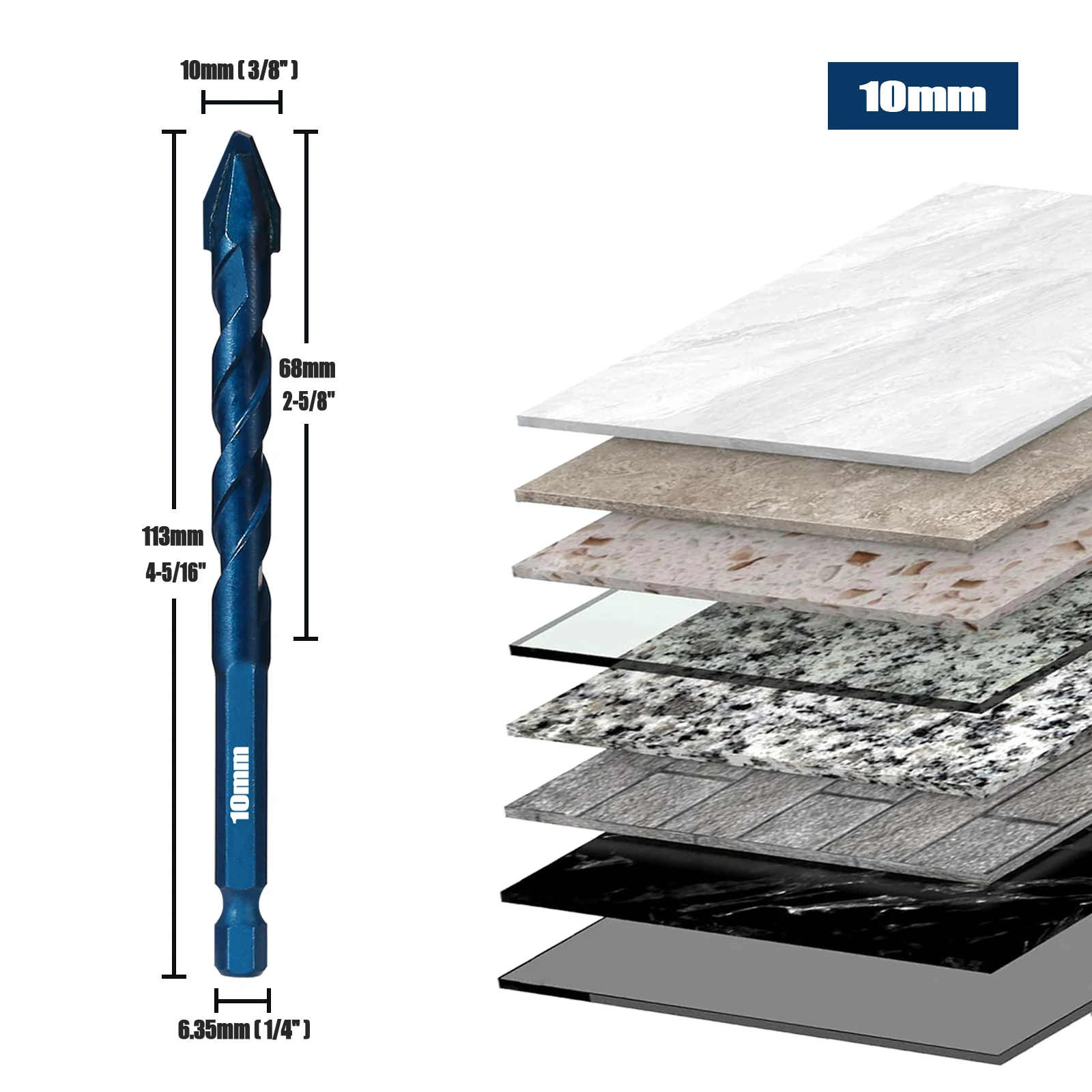 5/6/8/10/12mm Fliesen Hohe Härte Exzentrische Bohrer Präzision Bohren Keramik Glas wand Beton Sechskantschaft Bohren Werkzeug – Detail 9