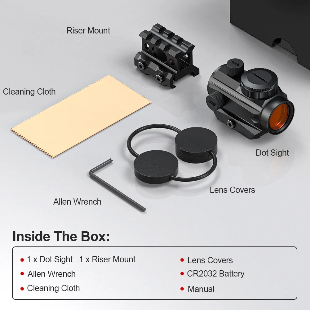 2 MOA Red Dot Sight 1X20mm Optics Scope with Riser Mount for Rifle Hunting-Red Dot Sight with Riser