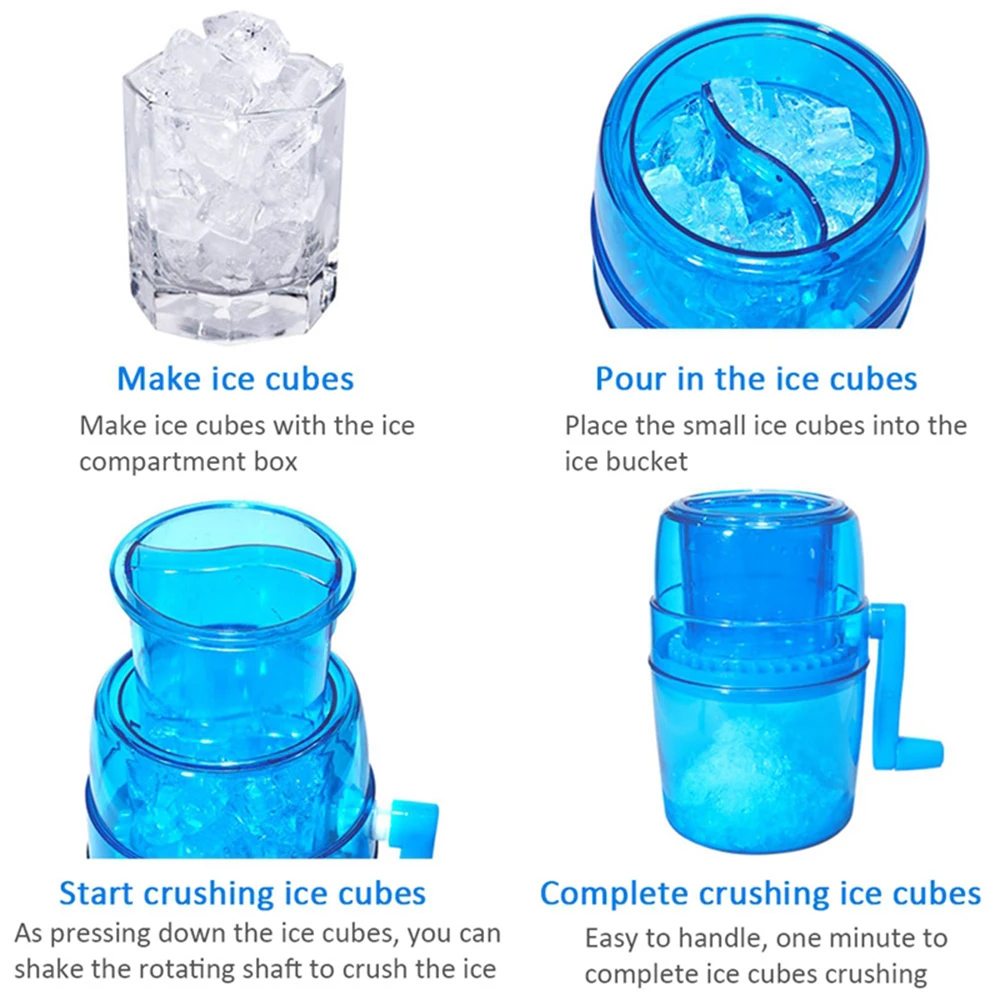 Snow Cone Smoothie Ice Block Making Machine Ice Shaver Handle Crusher Manual Multifunction Portable Slush Maker Home