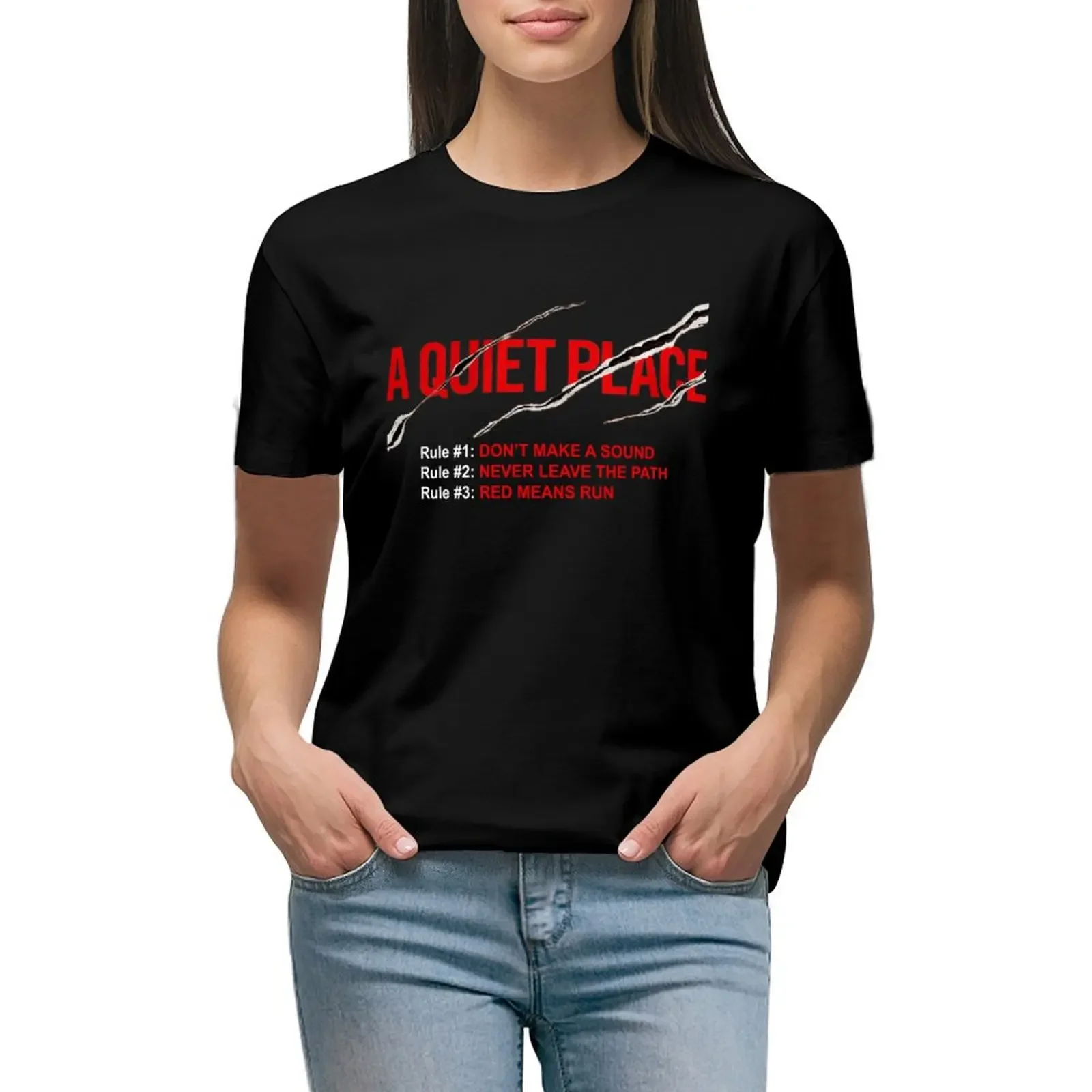

A Quiet Place T-shirt plus size tops cute clothes Short sleeve tee Woman clothing
