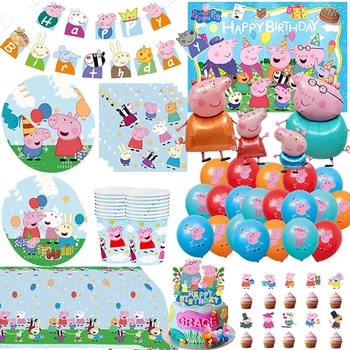 Cartoon Peppas Pig Theme Birthday Party Supplies 1