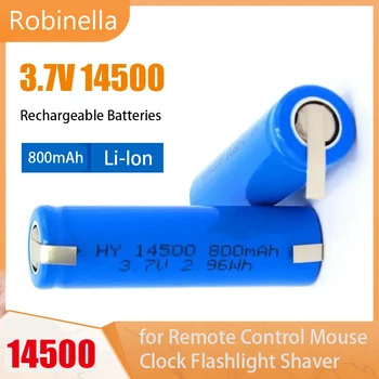 Batteria 14500 Batteria al litio 3.7V AA 800mAh con saldatura per torcia elettrica Spazzolino da denti Rasoio Barbiere Batterie ricaricabili