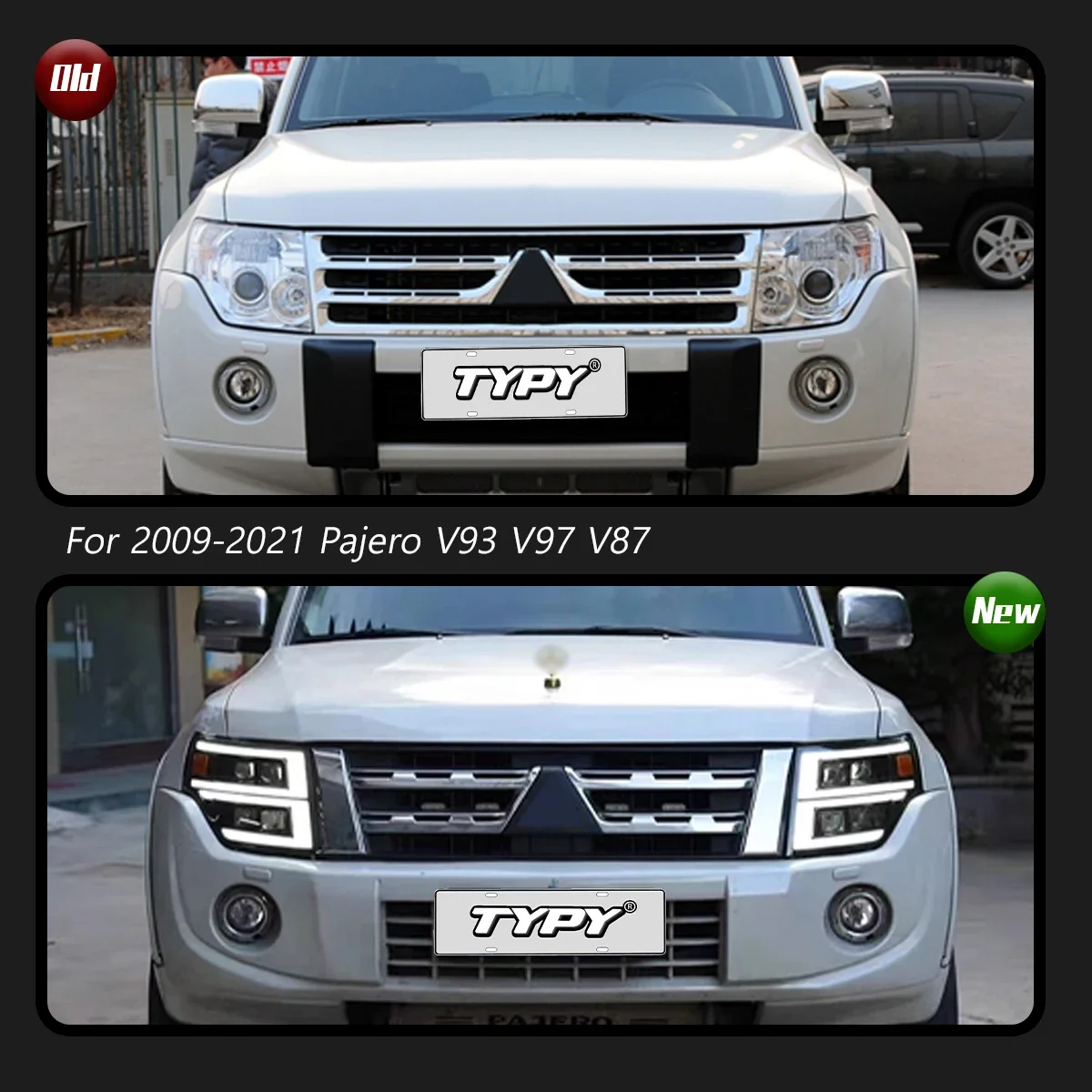 パジェロ V93 V97 V98W LEDイカリングヘッドライト 左右 TYPY 車のヘッドライトパジェロ V93 V97 ヘッドライト 2005-2021