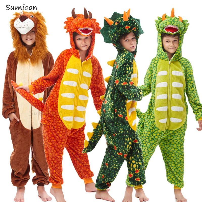 Kids Kigurumi Onesie Unicorn Pajamas For Children Animal Dinosaur Blanket Sleepers Baby Costume Winter Boy Girl Licorne Jumspuit