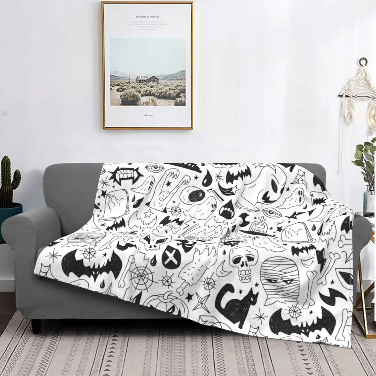 

Halloween Party Blankets Flannel Decoration Cartoon Horror Monster Breathable Warm Throw Blanket for Bedding Outdoor Throws 09