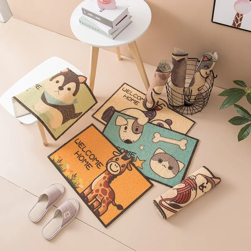 

Cartoon Animal Silk Circle Anime RugDoor Floor Mat High-grade Sense Non-slip Foot Mat Home Entrance Carpet Entrance Customizable