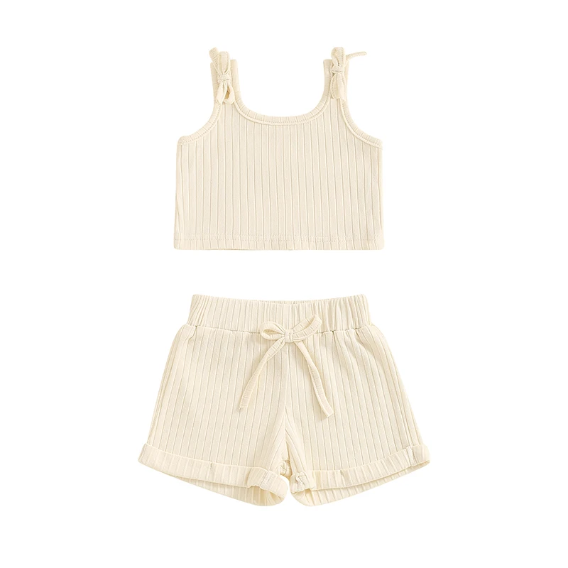 

Toddler Baby Girl Summer Clothes Knitted Halter Crop Tank Tops Shorts Outfit 6 12 18M 2T 3T 4T Little Girl Clothes
