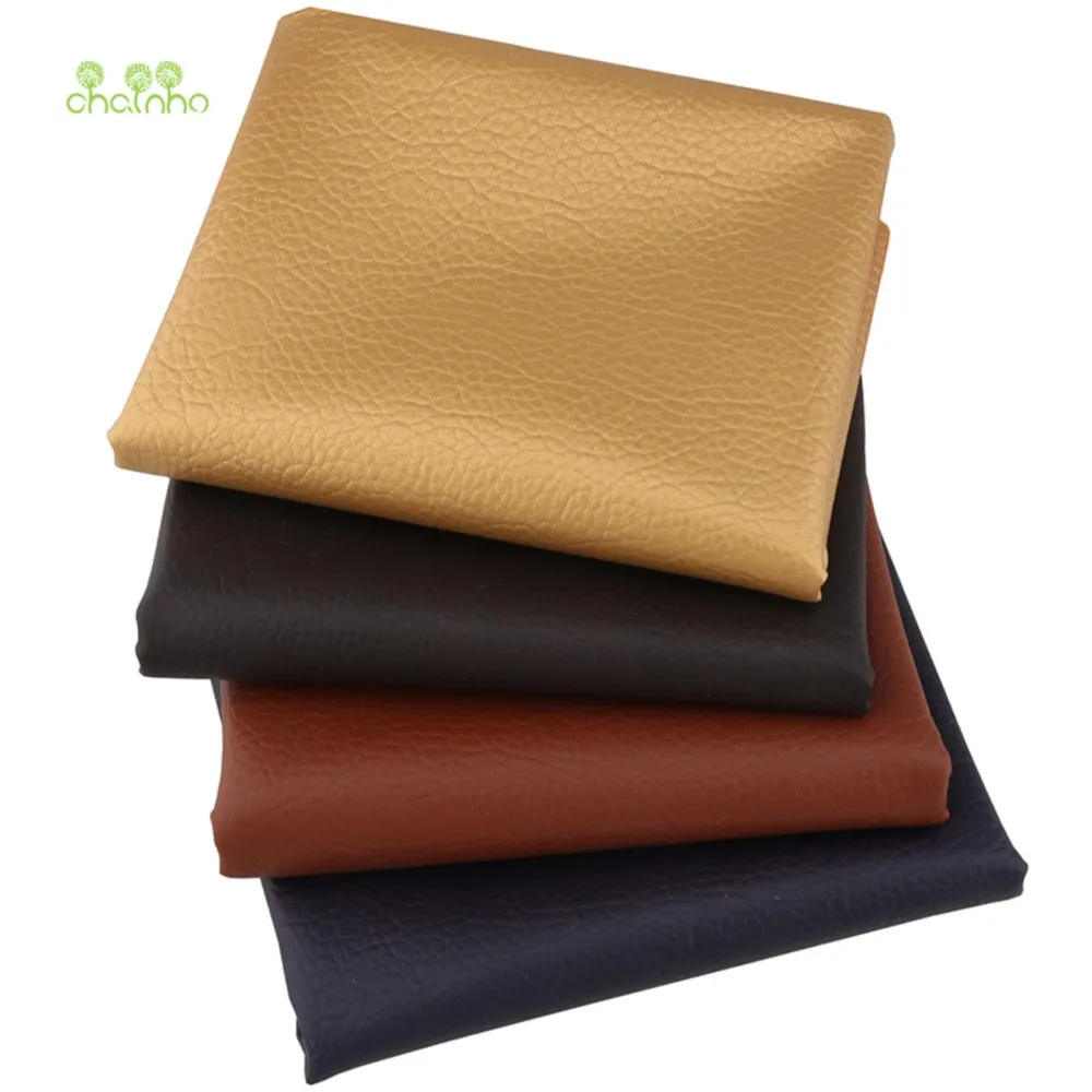 Chainho,PU Artificial Synthetic Leather Fabric,Lychee Pattern,Wear-Resistant,Soft,Solid Color,DIY Quilting & Sewing Material
