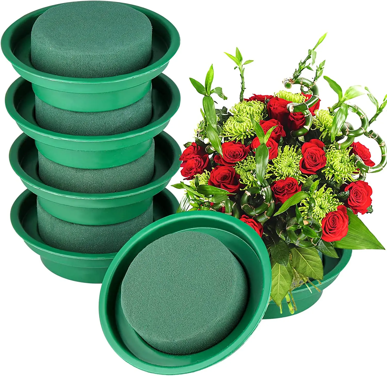 12Pcs-DIY-Flower-Arrangement-Kit-Green-Round-Wet-Floral-Foam-Wedding-Aisle-Flowers-Party ...