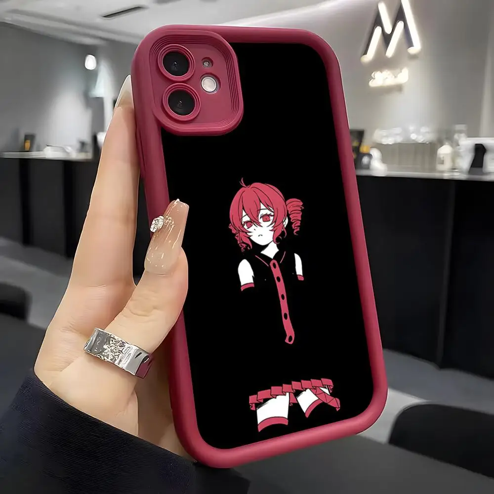 Wine Red Soft Silicone Phone Case Featuring K-Kasane Teto Design