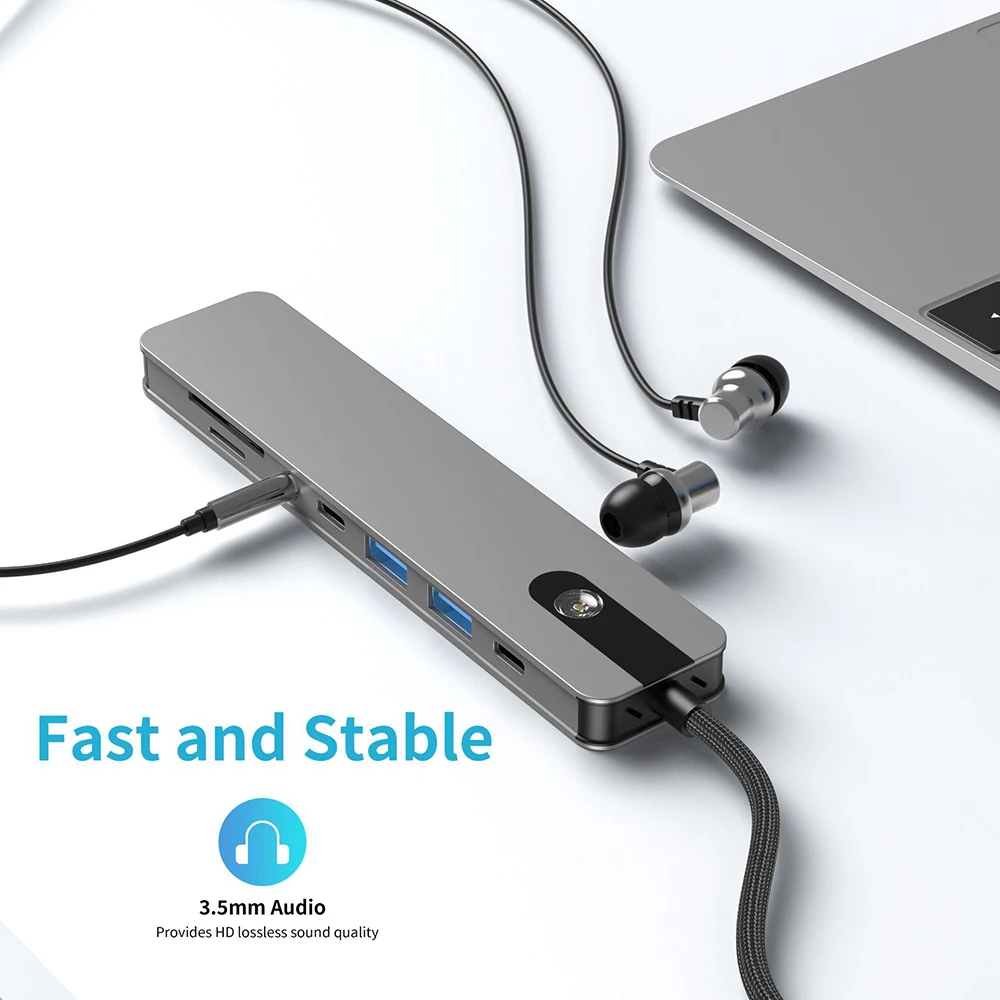 5/8 in 1 USB C to HDMI-Compatible 4K 60Hz Adapter Type C Splitter USB3.0/3.1 HUB Docking Station PD SD TF 3.5mm for Laptop iPad BEST SELLERS