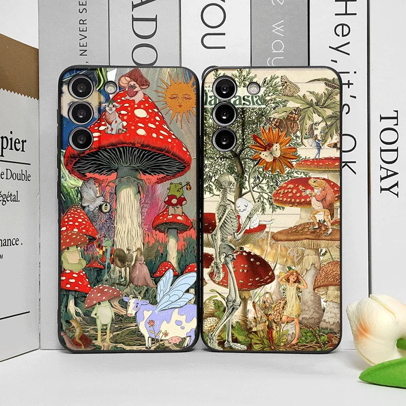Cartoon Mushroom Collage Art Phone Case - Soft Cover s