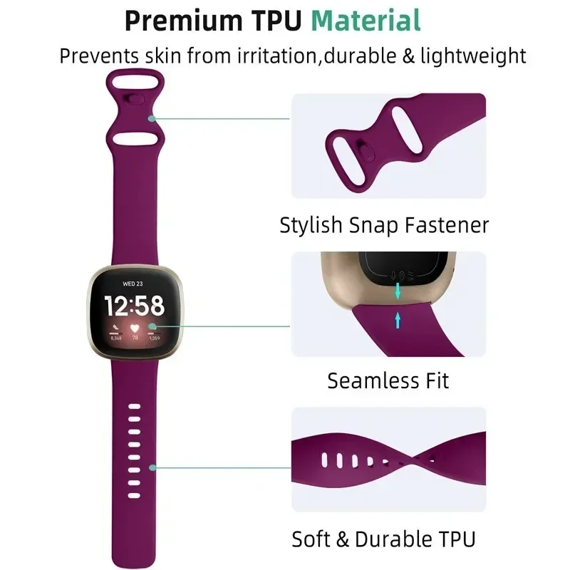 Soft Silicone Sport Bands for Fitbit Versa 3 and Sense Smartwatches