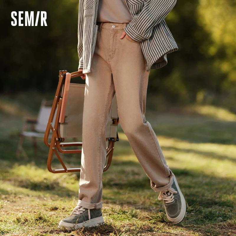 Semir 2024 Denim Trousers Men Spring New Style Exquisite Embroidered Washed And Distressed Loose Straight Pants 2