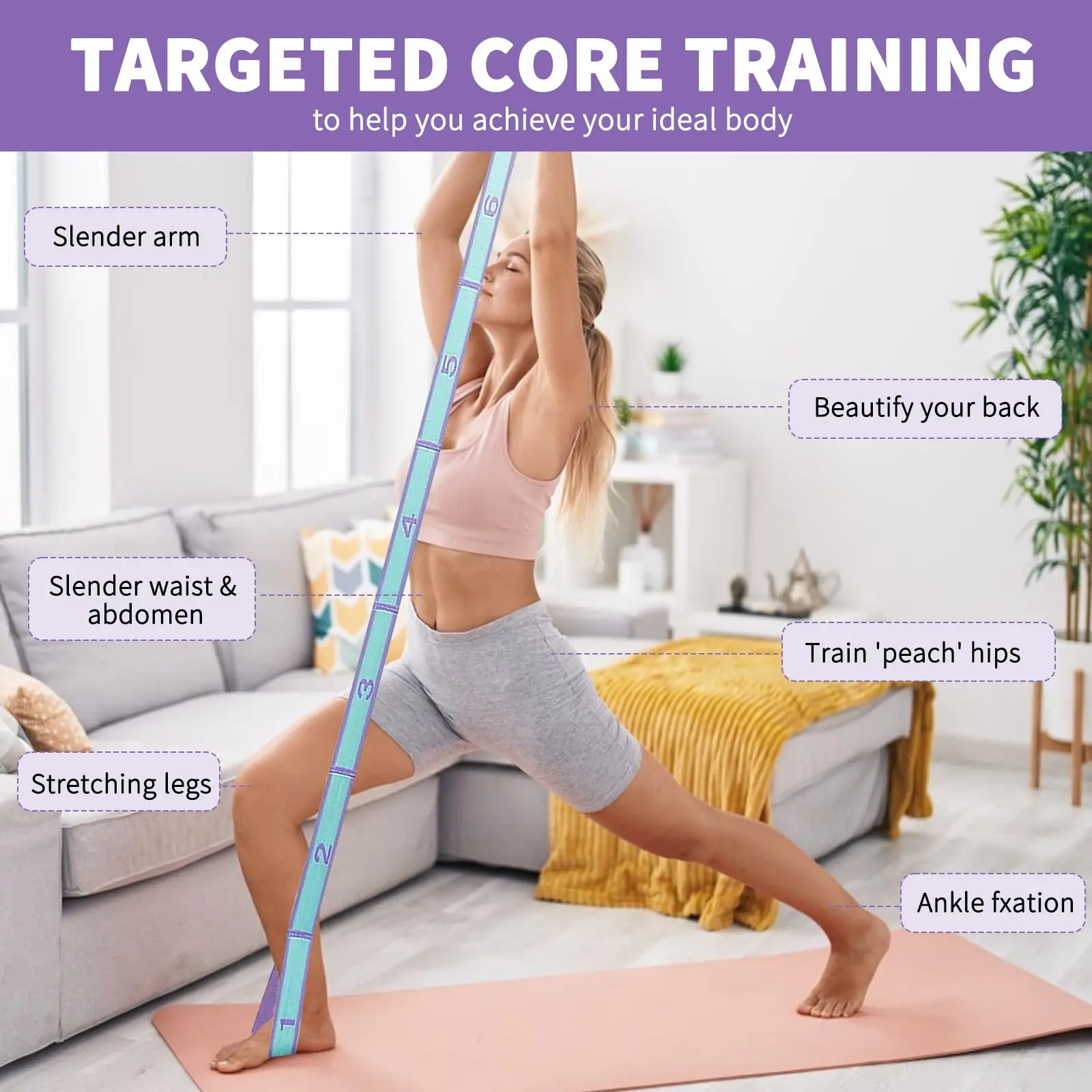 Yoga Stretching & Resistance Band for Pilates, Dance & Fitness Training