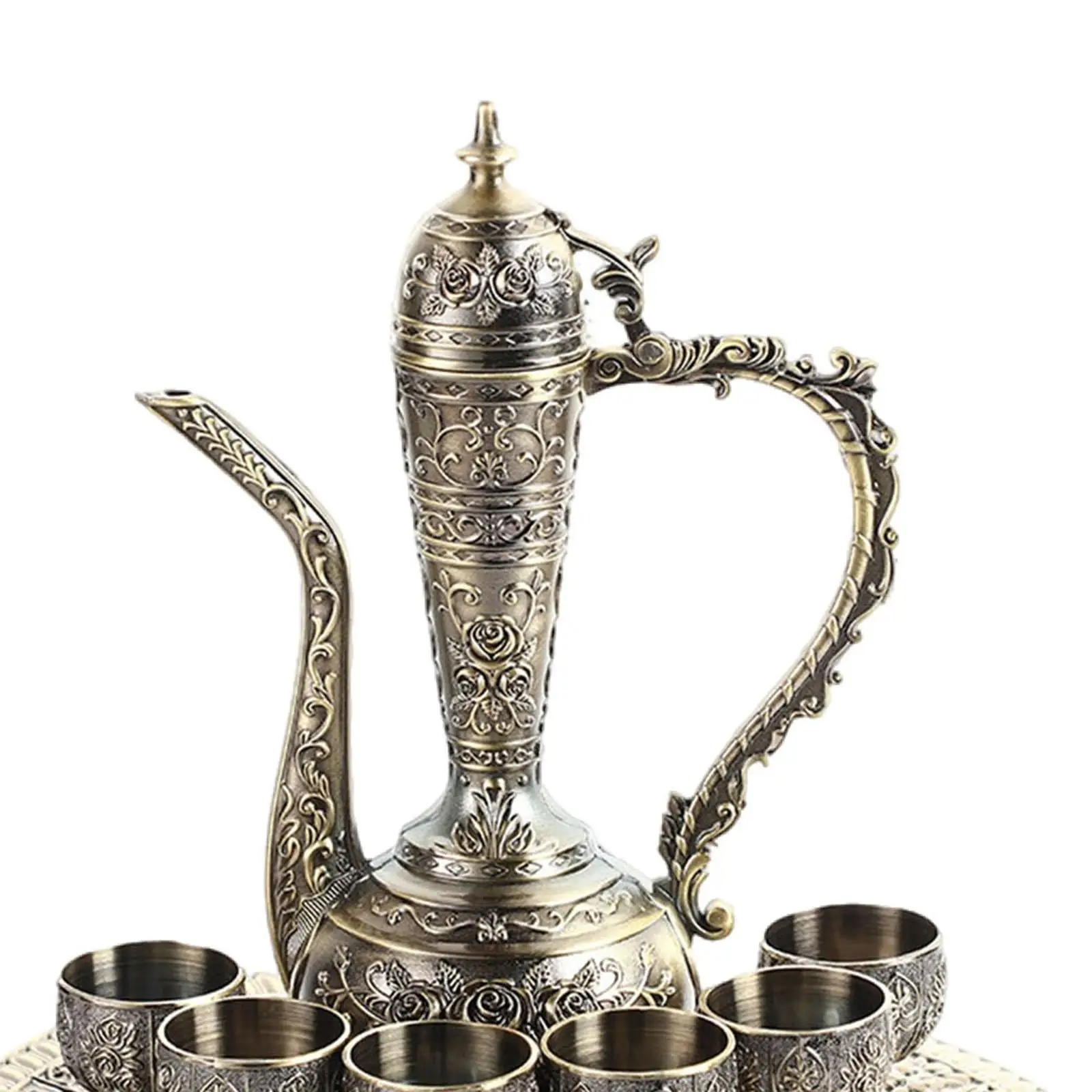 European Turkish Coffee Pot Set Metal Cup Beverage Drinkware for Living Room European Turkish Coffee Pot Set Metal Cup Beverage Drinkware for Living Room