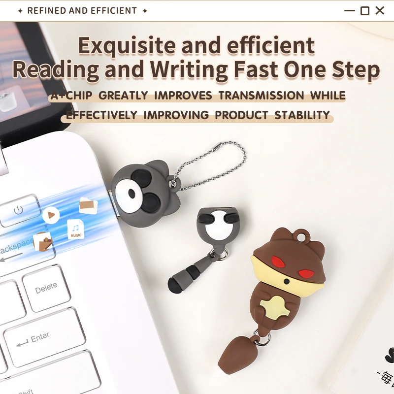 U & H V023 USB سلسلة المفاتيح الحيوان بندريف حملة القلم المحمولة مع 4GB/8GB/16GB/32GB/64GB/128GB/265GB لأجهزة الكمبيوتر المكتبية أجهزة الكمبيوتر المحمولة سلسلة المفاتيح