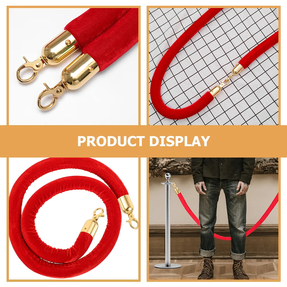 2 Pcs Rope End Stop Stopper Cord Caps Hooks Lanyard with Railing Fasteners Small Red Velvet Ends Guardrail