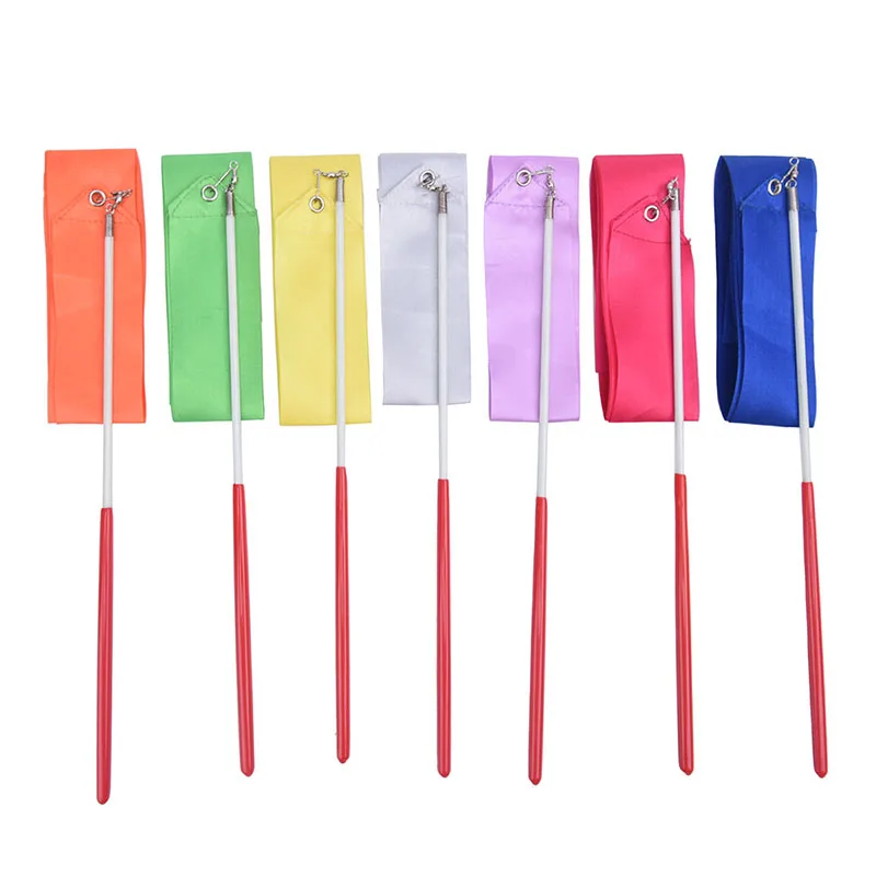 1/2m gymnastics colored ribbons gym rhythmic gymnastics equipment dance ribbon ballet streamer twirling rod training tool gymnastics ribbon gymnastics streamer rod