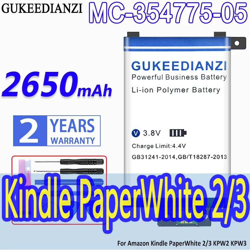 

GUKEEDIANZI MC-354775-05 58-000049 2650mAh Battery For Amazon Kindle PaperWhite 2/3 KPW2 KPW3 Tablet Ebook Replace Batteria