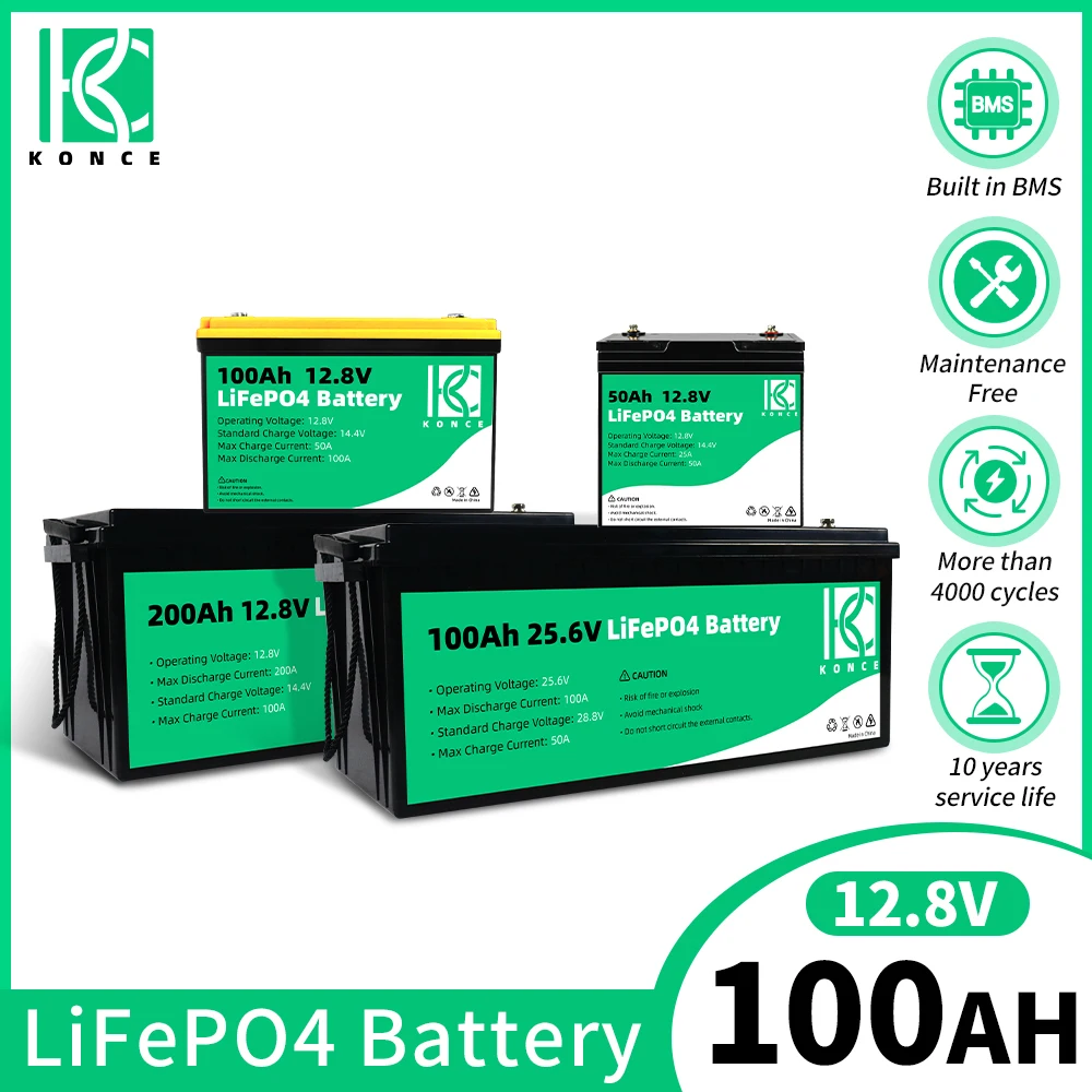Akumulator 100Ah 200Ah Lifepo4 24v 12v 50Ah wbudowany w głębokim cyklu ...