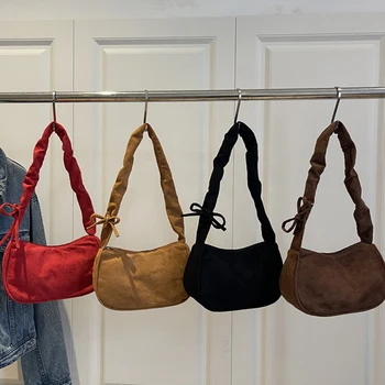 Women Faux Suede Underarm Bags Large Capacity Top-Handle Bags Retro Hobo Purse for Daily Office Work Outing Social Occasions