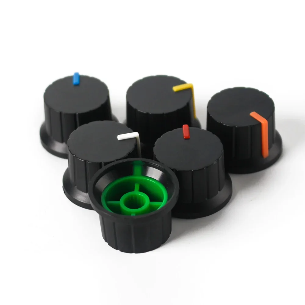 

30PCS 24x15mm Potentiometer Knobs Encoder Switch Cap Plastic Switch Caps White/blue/green/orange/red/yellow 6value*5PCS=30PCS